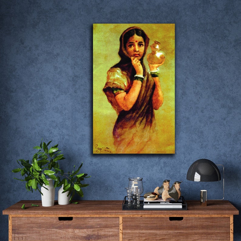 Milkmaid by Raja Ravi Varma Indian Art Rolled Canvas