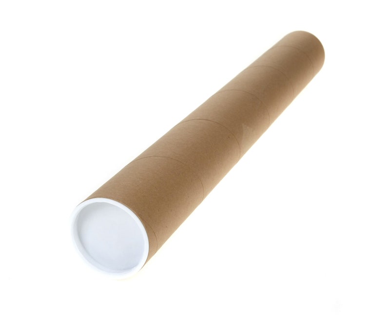 May include: A brown cardboard mailing tube with white plastic end caps.