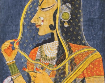 Bani Thani, Kishangarh Miniature - Indian Art - Rolled Canvas Reprint (Unframed)