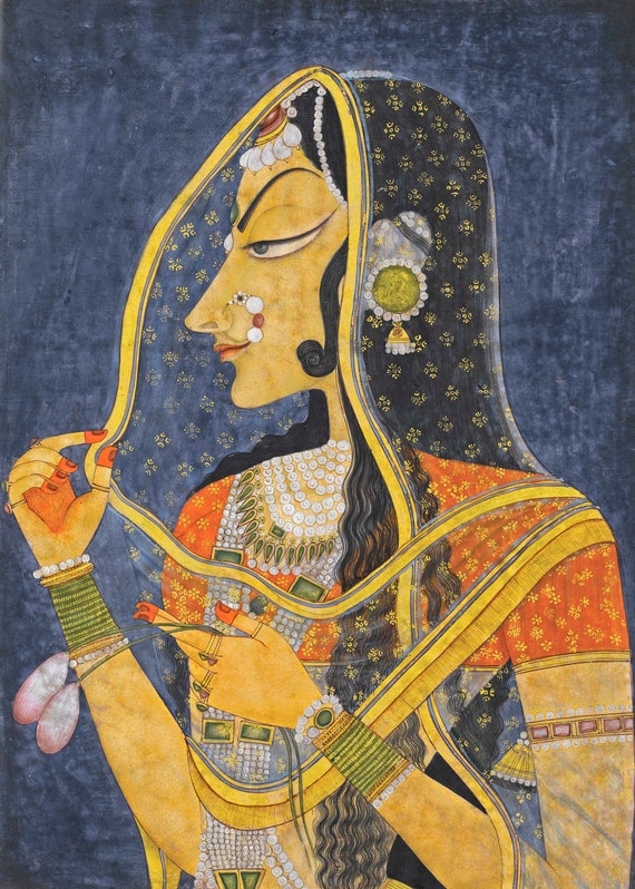 Bani Thani Kishangarh Miniature Indian Art Rolled Canvas Reprint