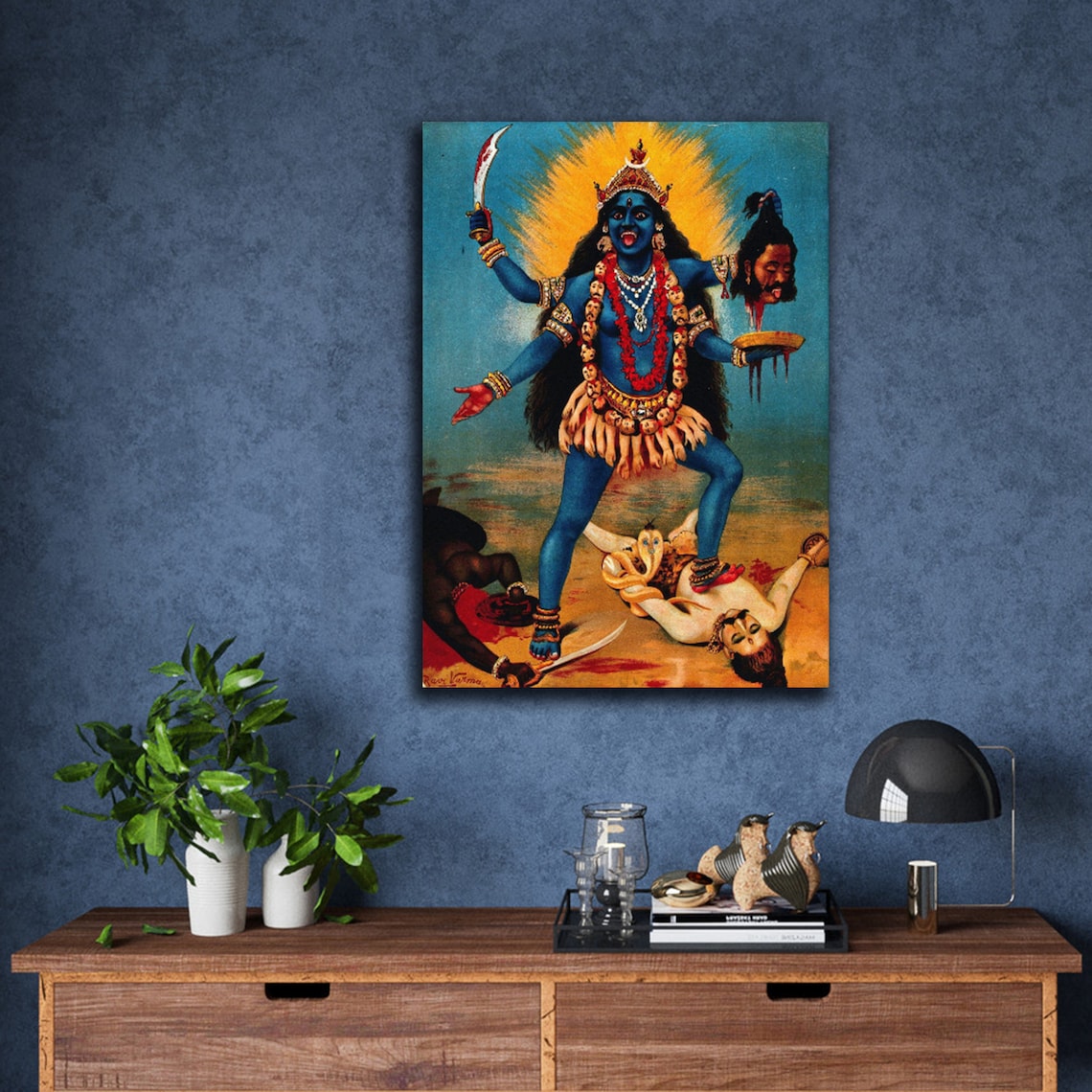 Kali Raja Ravi Kali by Raja Ravi Varma Indian Art Rolled Canvas Print | Etsy
