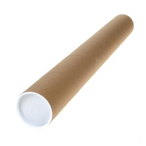 May include: A brown cardboard mailing tube with white plastic end caps.