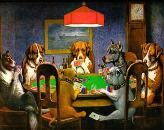 A Friend in Need (Dogs Playing Poker)- Rolled Canvas Reprint (Unframed)