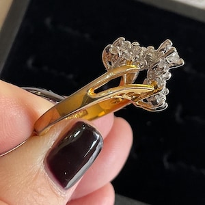 Vintage 70s Gold Filled CZ Multi Stone Cluster Cocktail Ring, Elegant MCM Statement Piece, Signed Size 8