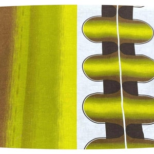 Groovy Vintage 60s /70s Op Art Fabric, Large Scale Print, Mid Century Mod, Retro Home Decor, Chartreuse Olive Green White, Abstract Design
