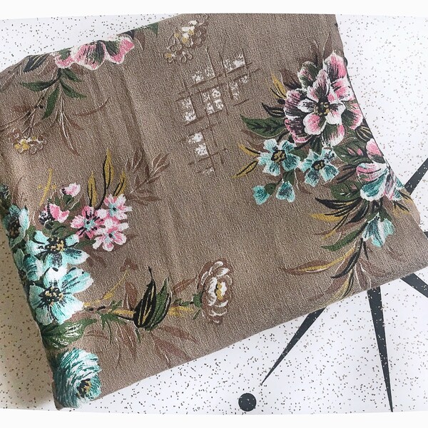 50’s Giant Rose Print Barkcloth Button Down by Barkcloth
