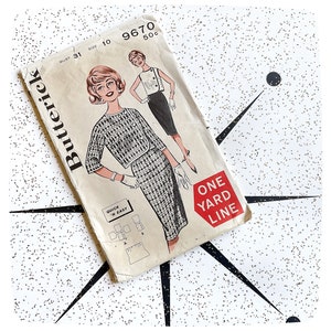 Vintage 1960’s Pattern, Butterick 9670 Skirt Jacket Suit Size 10, Bust 31, Misses’ Quick ‘N Easy One Yard Line, Mid Century Women’s Fashion