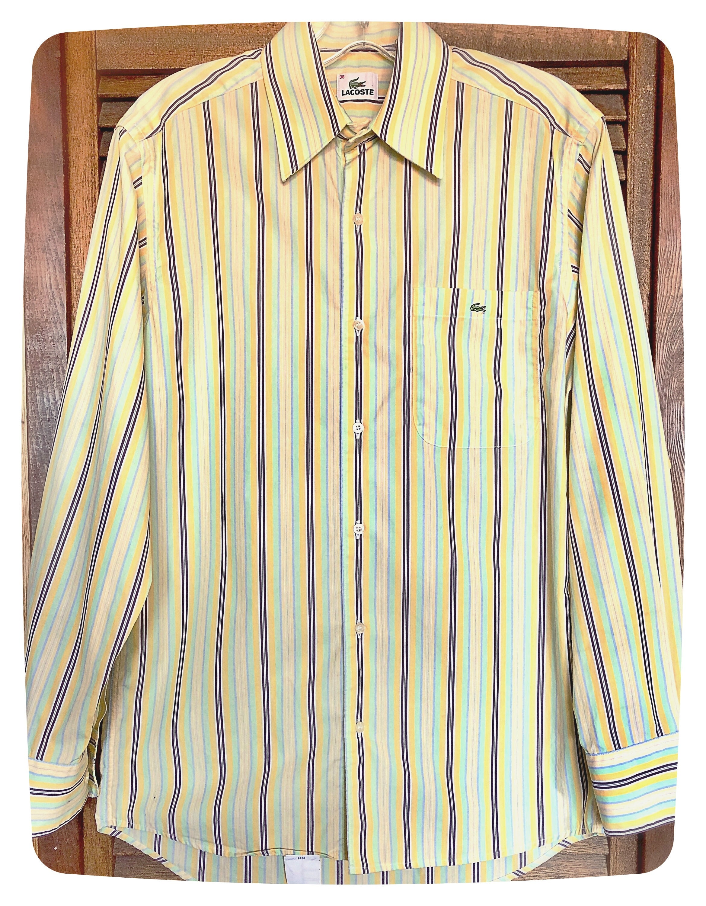 Vintage Retro 90s Mod LACOSTE Shirt, Groovy Mens Fashion, Button Up, Yellow Green Blue Stripe, Alligator Slim Fit, Made in France - Etsy Vintage Retro 90s Mod LACOSTE Shirt, Groovy Mens Fashion, Button Up, Yellow Green Blue Stripe, Alligator Slim Fit, Made in France - Etsy