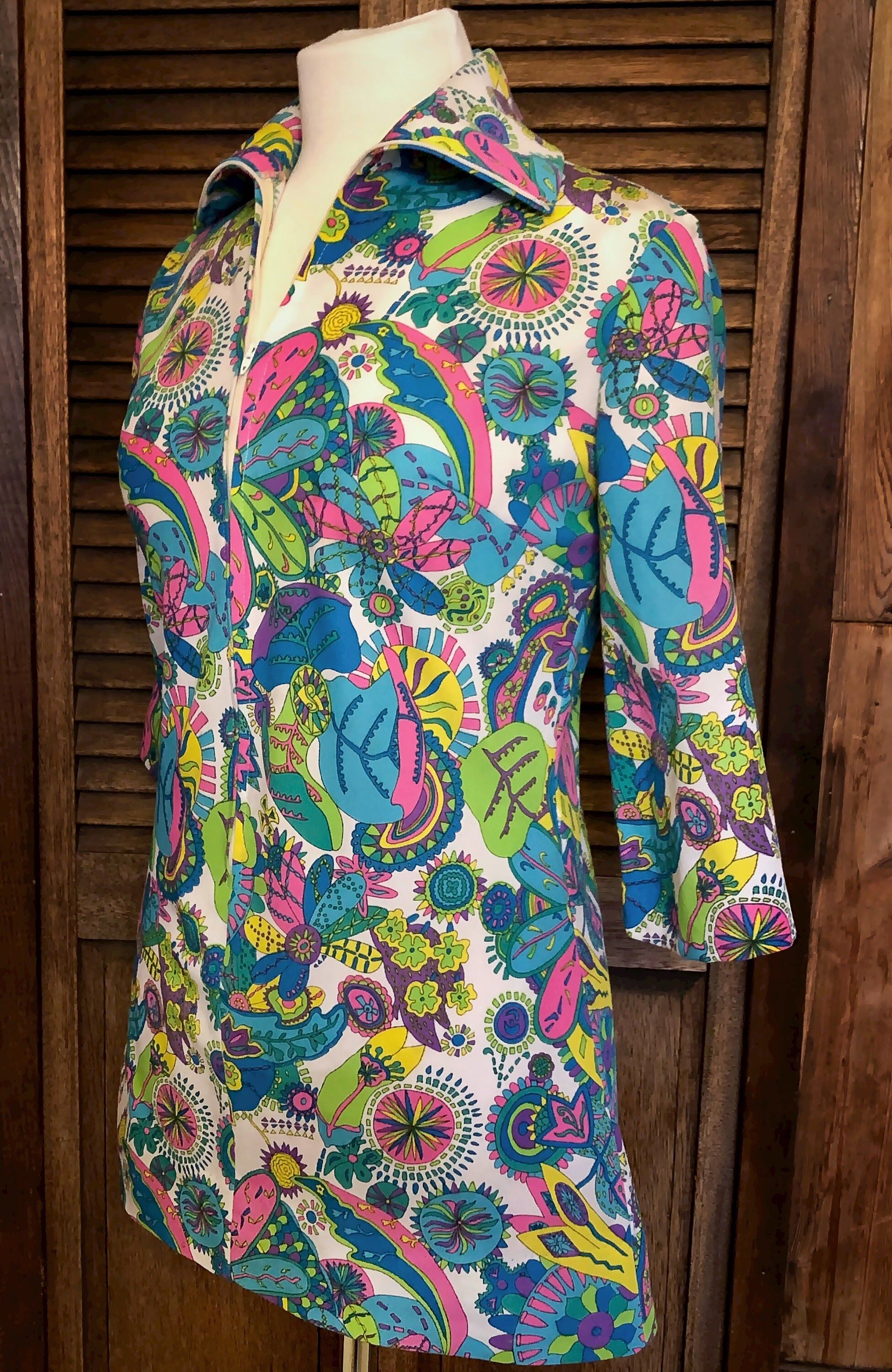 Groovy Psychedelic 60s MOD Zazie Tunic Twiggy Go Go Micro | Etsy