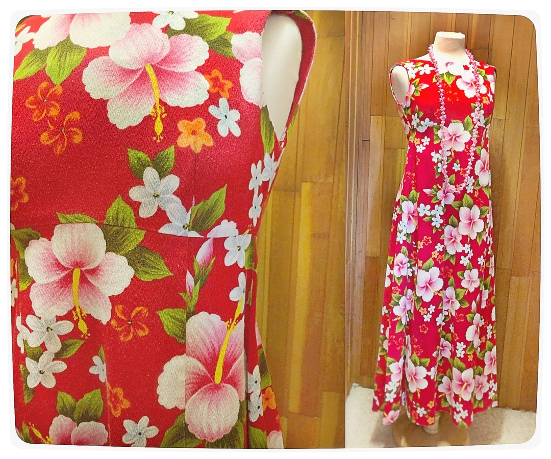Katy's Vintage Hawaiian Dress in Red/Pink main image 1