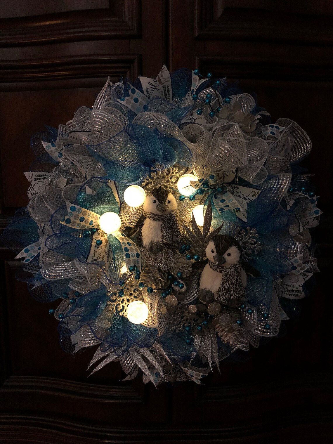 Christmas Door Wreath Blue Door Decoration Festive Door Etsy