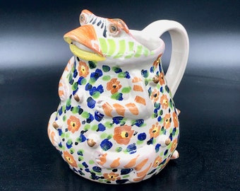 Vintage Gorky González Hand-Painted Frog Pitcher - Mexican Pottery