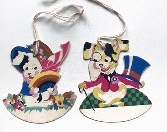 Art Deco Bridge Tally Cards: Anthropomorphic Dogs, 1920s UNUSED