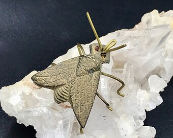 VTG Miniature Brass Fly Figurine Made in India with Red Glass Eyes, Vintage Miniature Fly, Fly Figurine, 1.25" x 1.25" x 1.5" H