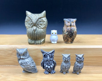 YOUR CHOICE VTG Miniature Owl Figurines, Miniature Pewter Owl, Miniature Brass Owl, Miniature Porcelain Bug House Owl, Mini Owl Figurines