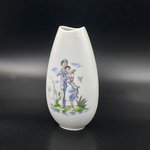Mid-Century Rosenthal Porcelain Vase: Raymond Peynet Lovers Fishing
