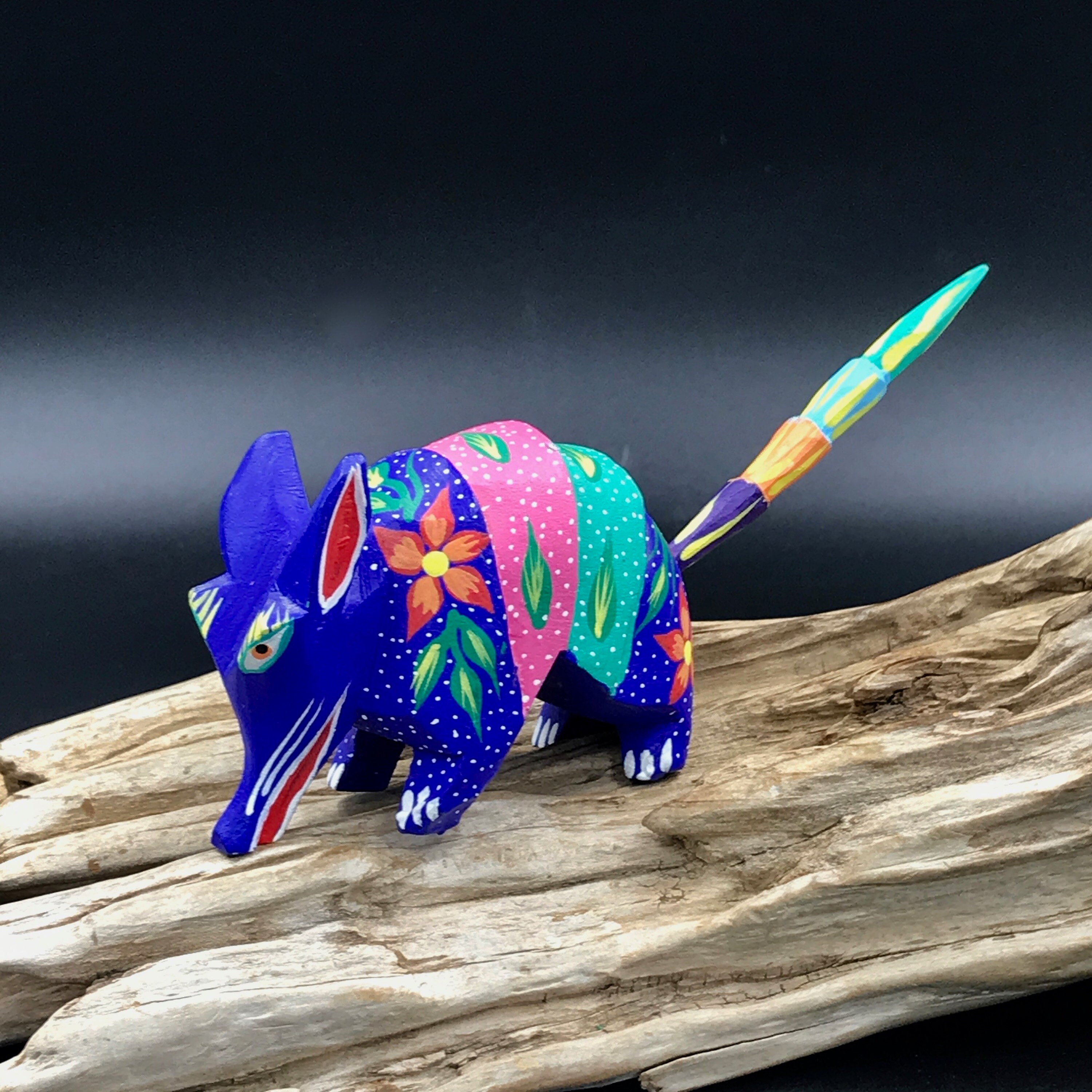 Vintage Hand Carved Armadillo Alebrije by Joaquín Hernández