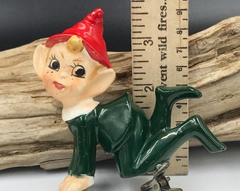 【即納&大特価】 Ceramic VTG JAPAN Ornament Tree Christmas on Clip Elf Pixie 版画