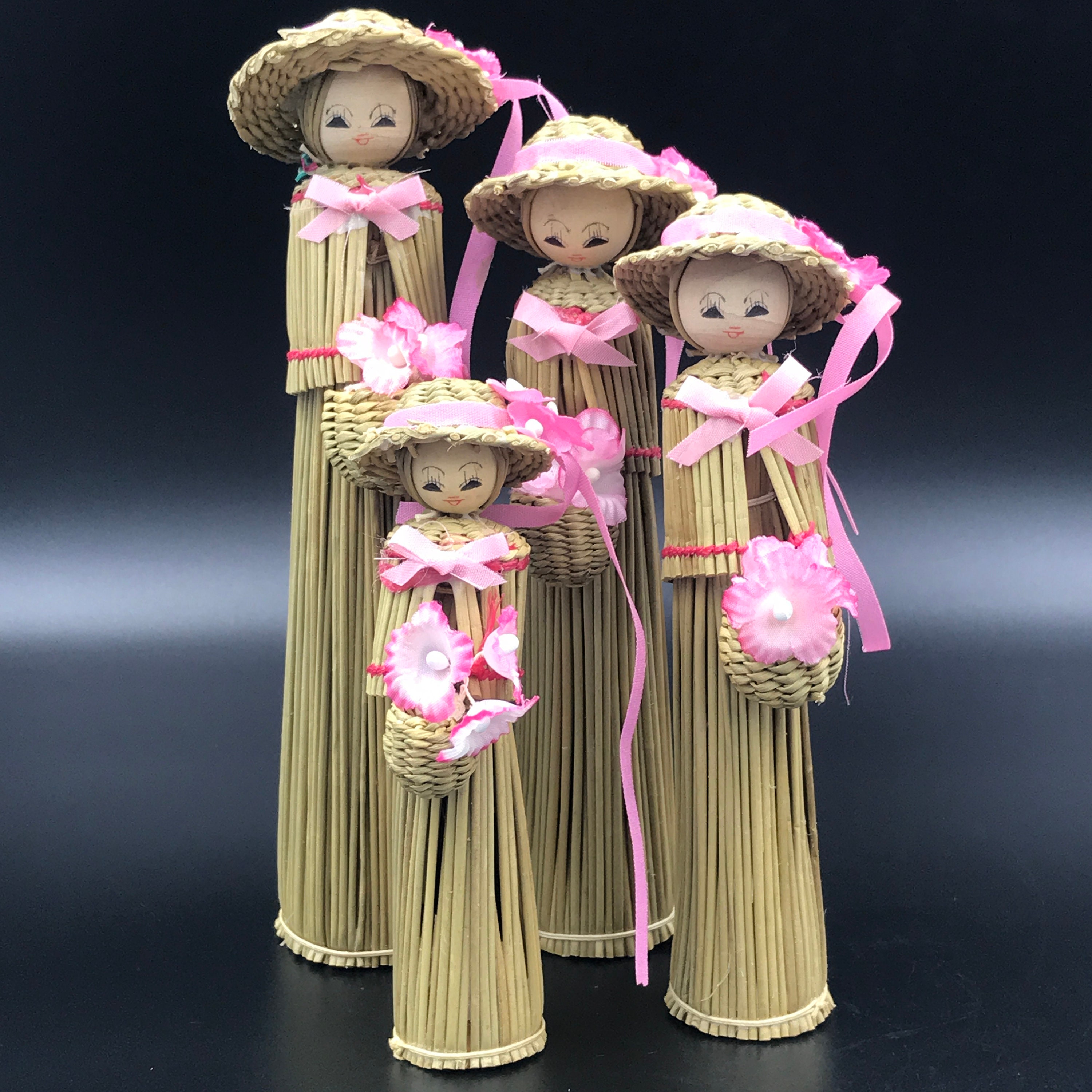 Vtg Straw Dolls Vintage Graduated Set of 4 Folk Art Straw Etsy