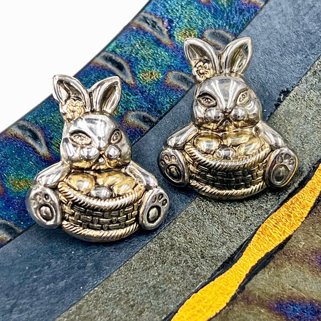 Piercing A Rabbit VTG Mixed Metal Bunny Rabbit Pierced Earrings, Easter Bunny Earrings ...