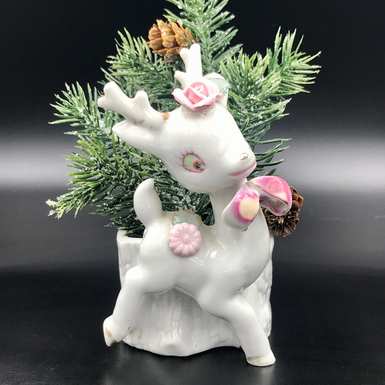 VTG Ceramic Reindeer Planter Christmas Reindeer Planter Etsy