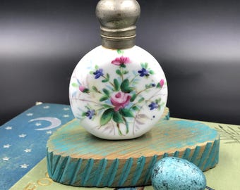Antique Hand Painted Porcelain Scent Bottle - Richfield Springs Souvenir