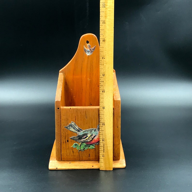 Vtg Wooden Wall Hanging Box With Bird Pencil Holder Vintage Etsy