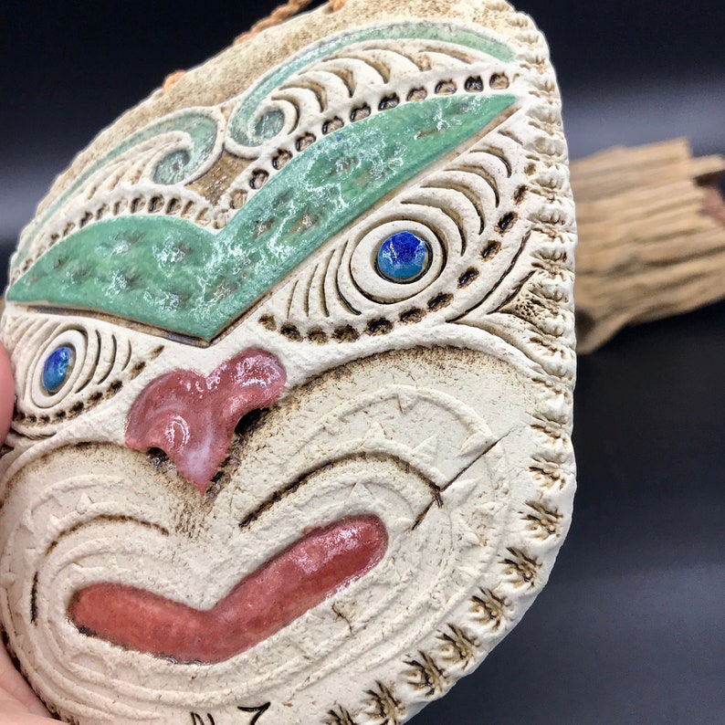 Vtg Small Clay Ceramic New Zealand Maori Wall Art Mask Etsy