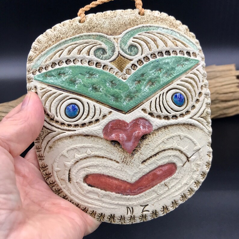 Vtg Small Clay Ceramic New Zealand Maori Wall Art Mask Etsy