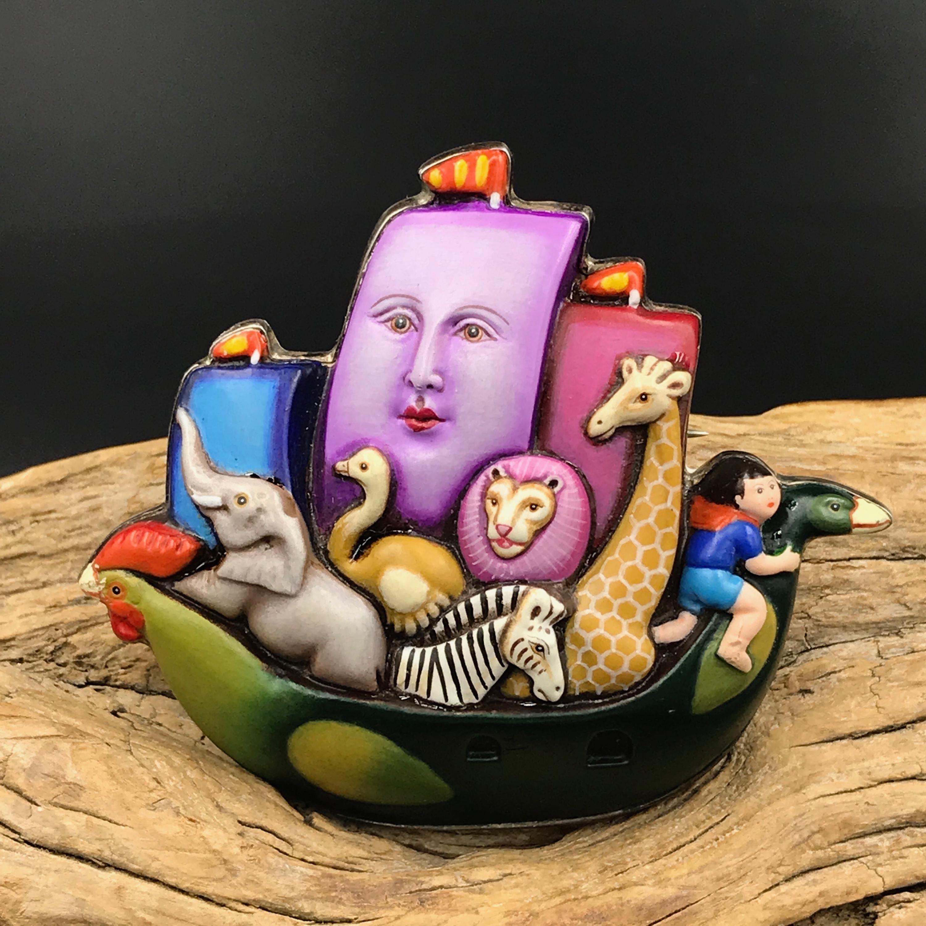 Sergio Bustamante Noah's Ark Brooch Pendant: Sterling Silver