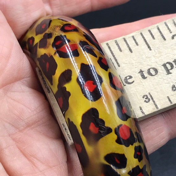 VTG Chunky Leopard Print Plastic Bangle Bracelet,… - image 9