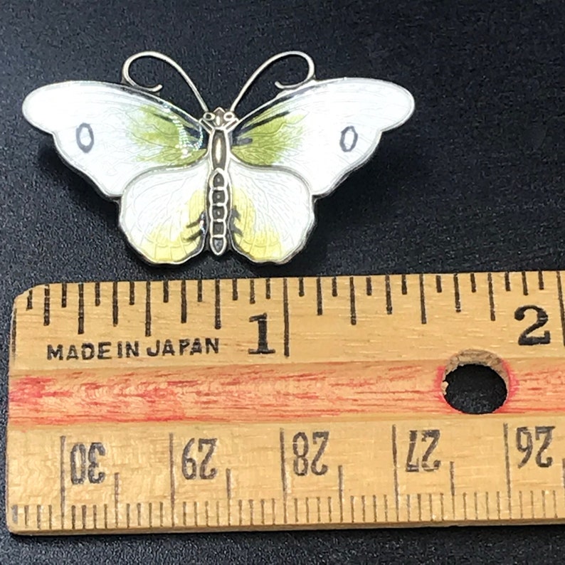 Vtg HROAR PRYDZ Norway Sterling Silver Guilloche Enamel Butterfly Brooch Pin Mid Century Scandinavian Butterfly Brooch