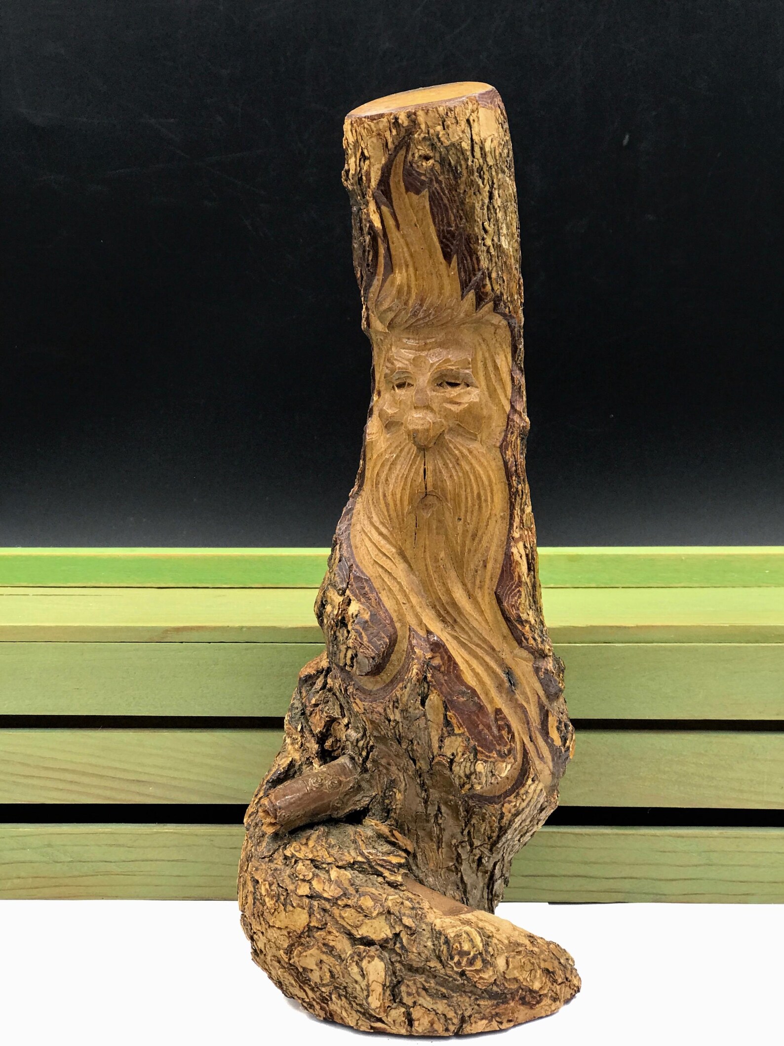 Vintage Hand Carved Wood Spirit Sculpture, Folk Art Wizard Face, 8" - Etsy