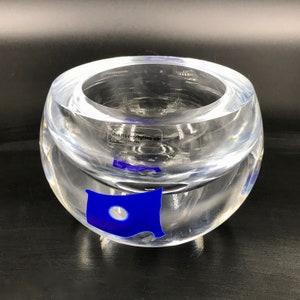 VTG Signed Strömbergshyttan Studioglas Vase Bowl, Swedish Scandinavian Art Glass, Swedish Stromberg Art Glass Bowl Vase