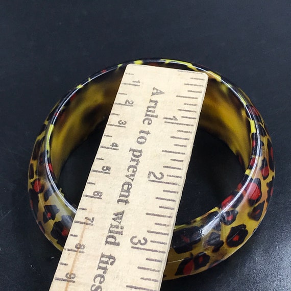 VTG Chunky Leopard Print Plastic Bangle Bracelet,… - image 8