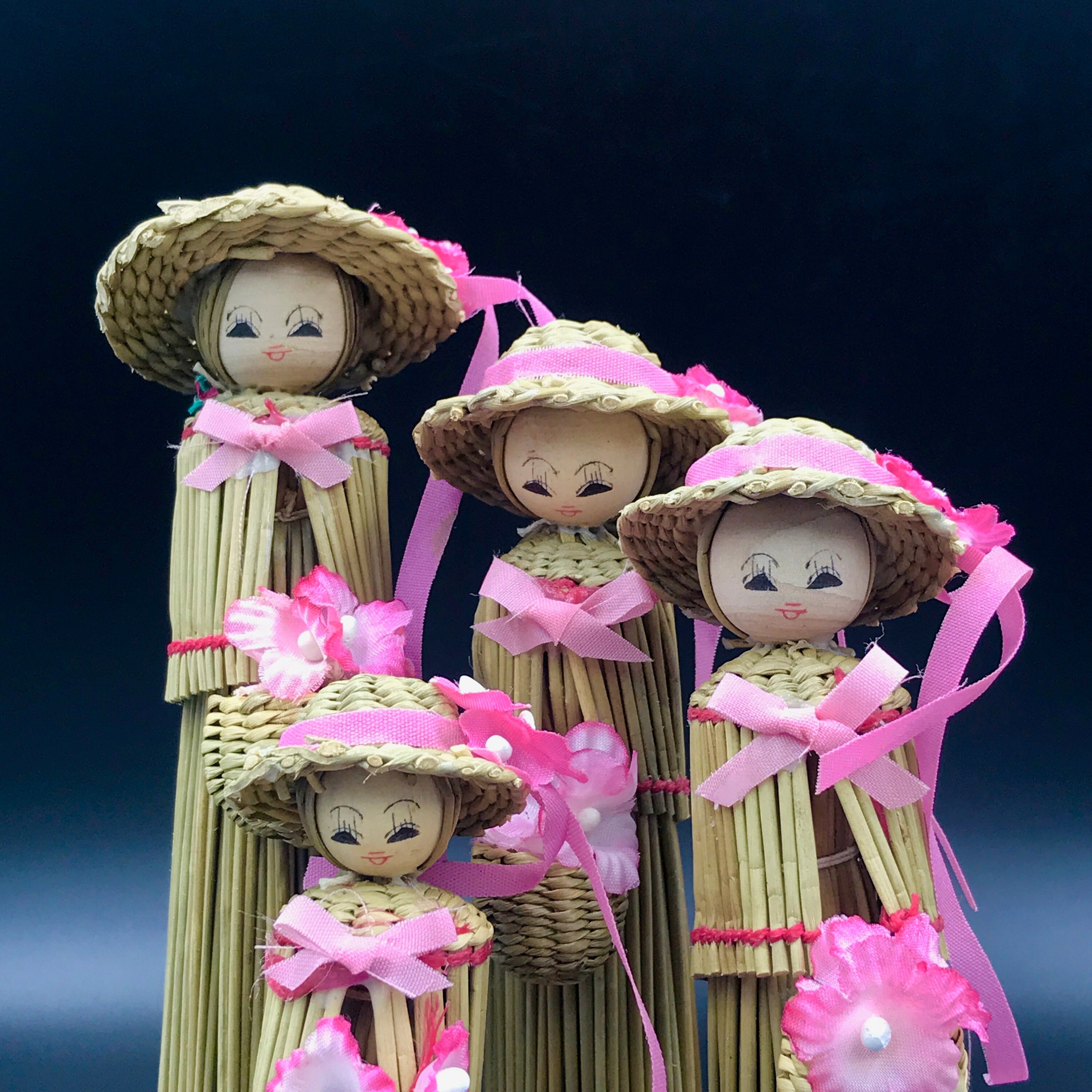 Vtg Straw Dolls Vintage Graduated Set of 4 Folk Art Straw Etsy UK