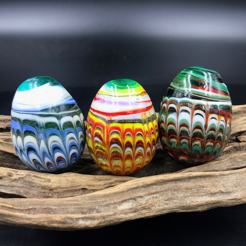 VTG Blown Glass Eggs Vintage Art Glass Eggs Hand Blown Glass Etsy