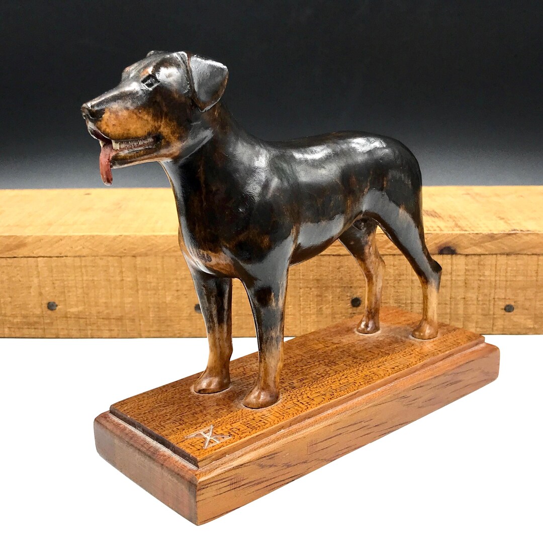 Vintage Rottweiler Vintage Hand Carved Wood Rottweiler Dog Sculpture - 1986 Folk Art - Etsy