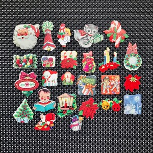 Lot of 25 DIFFERENT 1950s/1960s Gummed Christmas Seals, Mid-Century Christmas Stickers, Vintage Christmas Seals Lot, Xmas Stickers (Lot #2)