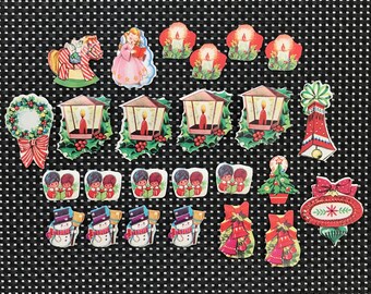 Vintage 1950s/60s Christmas Stickers: Gummed Seals, Lot of 25
