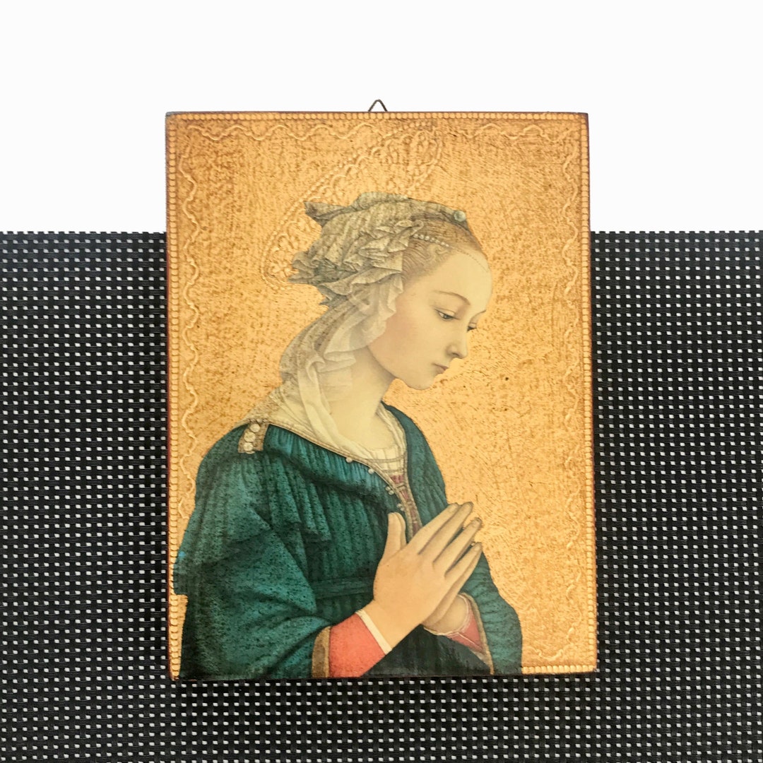 NICE VTG Our Lady of Lippi Virgin Mary Italian Florentine Gilded Wood ...