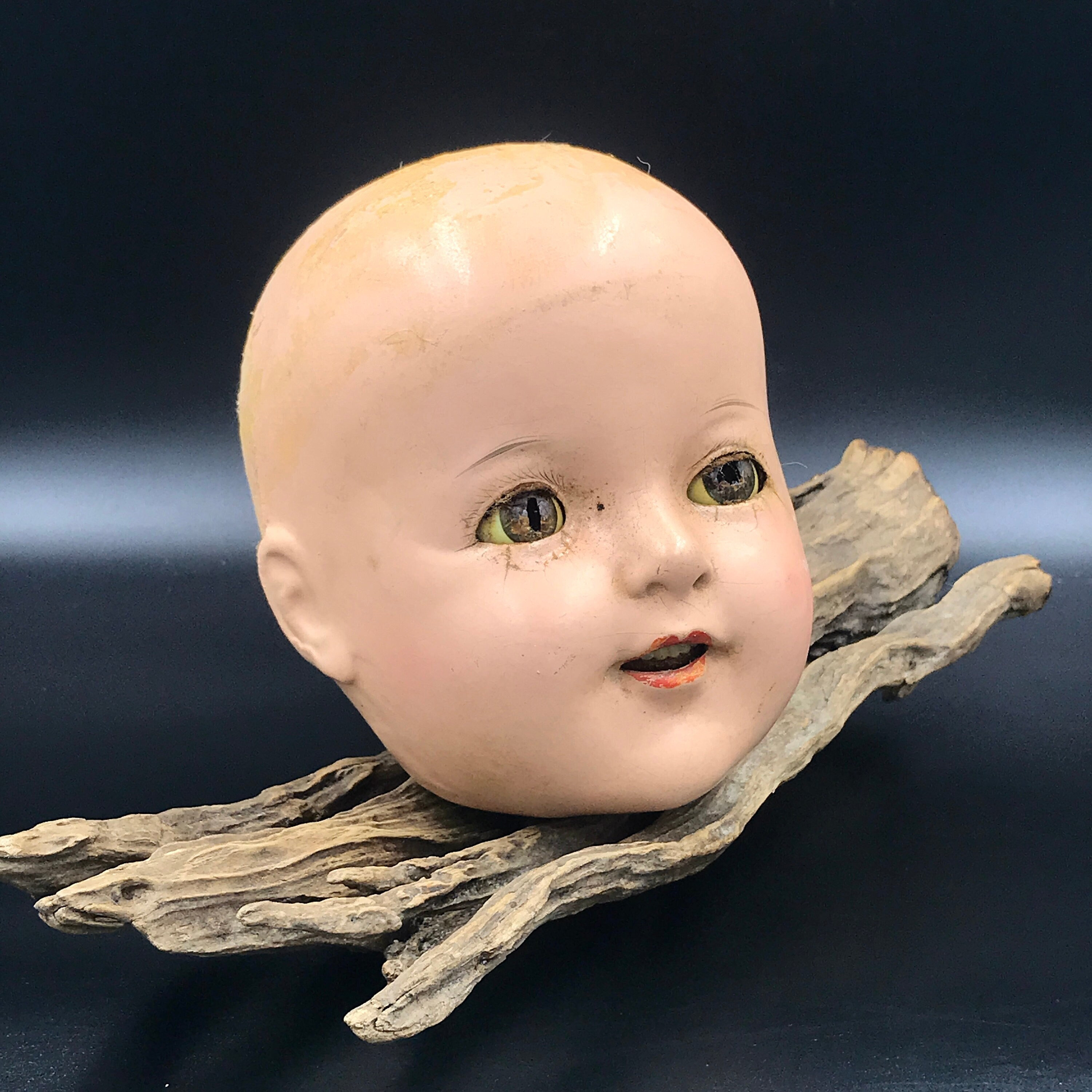 5.5 H VTG Creepy Doll Head, Composition Creepy Doll Head With Distressed  Glass Eyes, Spooky Halloween Doll Head, Halloween Decor 