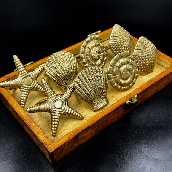 Set of 8 Brass Seashell Napkin Rings Made by the Bombay Company, Bombay Co.  Brass Napkin Rings, Shell/beach House Napkin Rings -  Canada