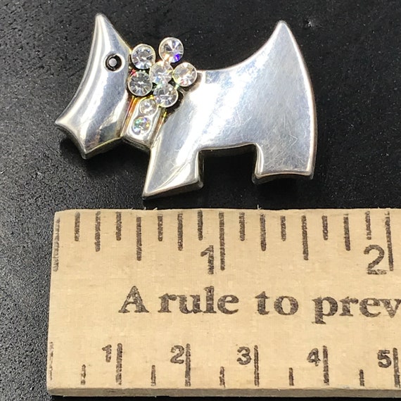 VTG Silver Tone Metal Scottie Dog Terrier Brooch … - image 6