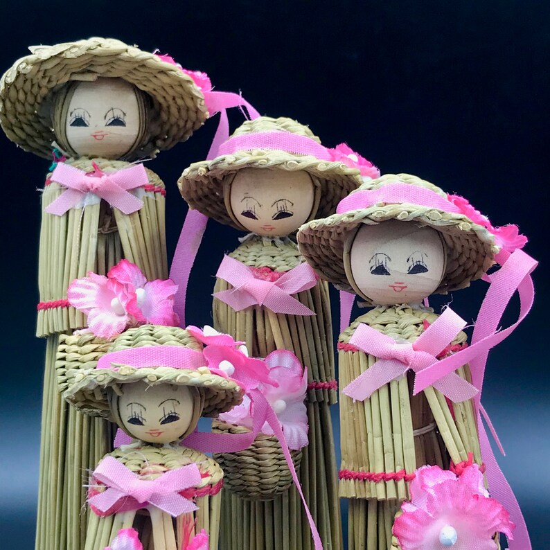 Vtg Straw Dolls Vintage Graduated Set of 4 Folk Art Straw Etsy