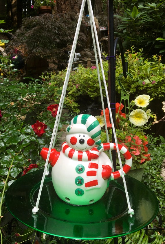 Teapot Bird Feeder Snowman Etsy