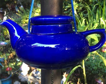 Teapot Wind Chime - Blue with Angel, Gift, Nature Lover