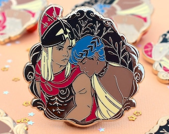 Achilles and Patroclus Enamel Pin | 1.8" wide | Greek Mythology Inspired