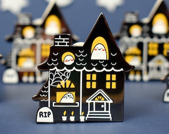 Spooky Ooky House Enamel Pin | 1.65" tall | Halloween Themed | Cute Haunted House Accessory