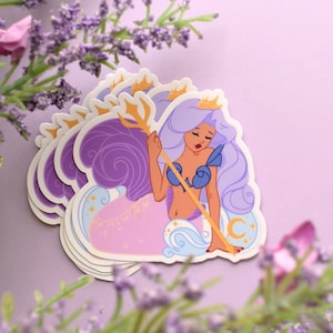 Brown Mermaid with Lavender Hair Sticker | 3&quot; | Cute Pastel Mermaid